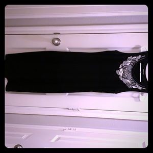 Black Midi Dress w/ sequence collar